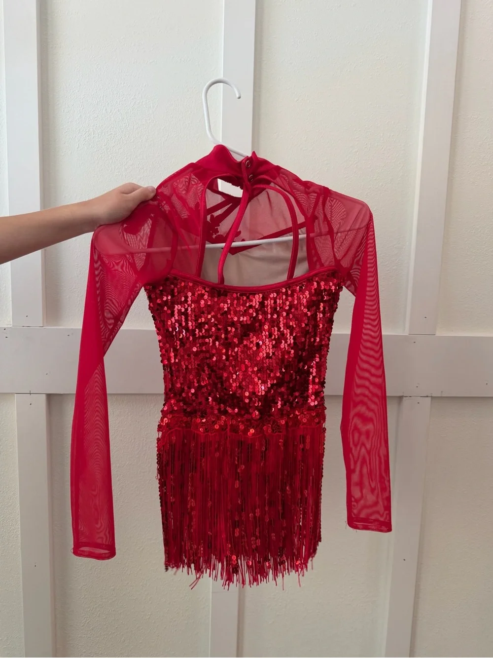 Weissman Red Sequin Fringe Dance Costume